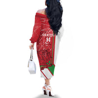Wales Football Custom Family Matching Off The Shoulder Long Sleeve Dress and Hawaiian Shirt 2026 Come On Cymru Grunge Style - Wonder Print Shop