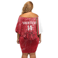 Wales Football Custom Family Matching Off Shoulder Short Dress and Hawaiian Shirt 2026 Come On Cymru Grunge Style - Wonder Print Shop