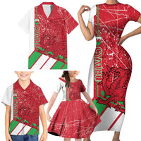 Wales Football Custom Family Matching Short Sleeve Bodycon Dress and Hawaiian Shirt 2026 Come On Cymru Grunge Style - Wonder Print Shop