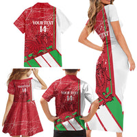 Wales Football Custom Family Matching Short Sleeve Bodycon Dress and Hawaiian Shirt 2026 Come On Cymru Grunge Style - Wonder Print Shop