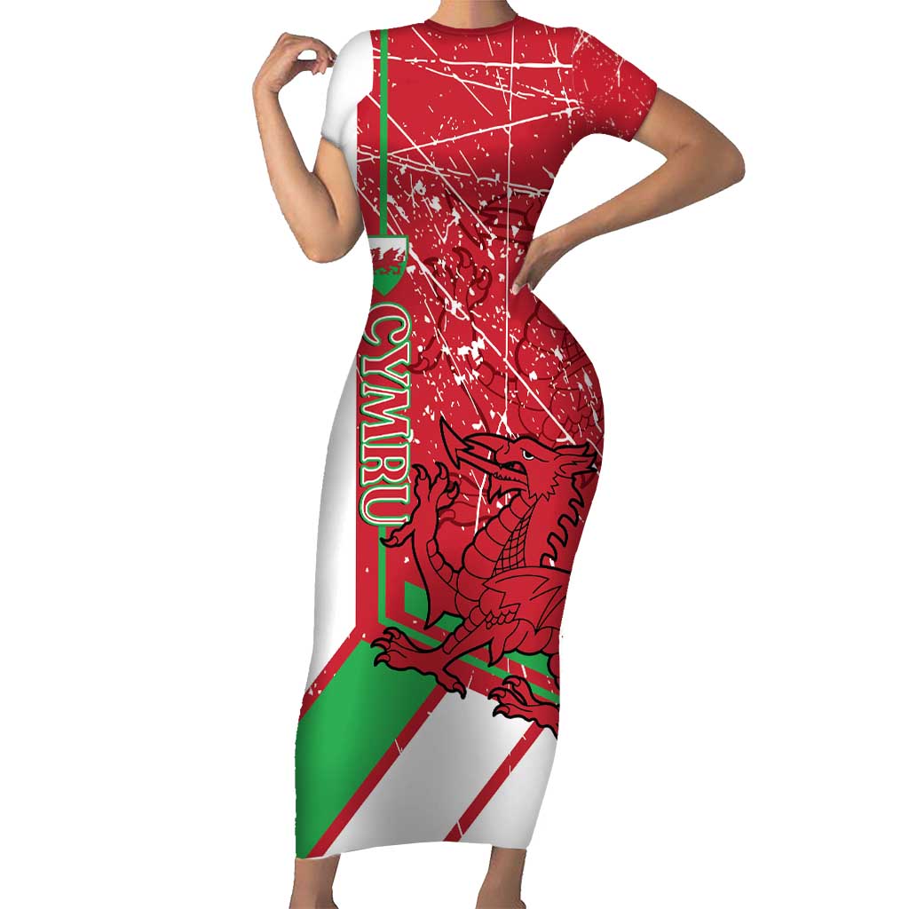 Wales Football Custom Family Matching Short Sleeve Bodycon Dress and Hawaiian Shirt 2026 Come On Cymru Grunge Style - Wonder Print Shop