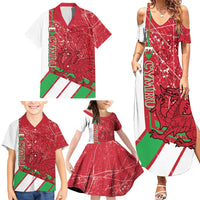 Wales Football Custom Family Matching Summer Maxi Dress and Hawaiian Shirt 2026 Come On Cymru Grunge Style - Wonder Print Shop