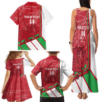 Wales Football Custom Family Matching Tank Maxi Dress and Hawaiian Shirt 2026 Come On Cymru Grunge Style - Wonder Print Shop