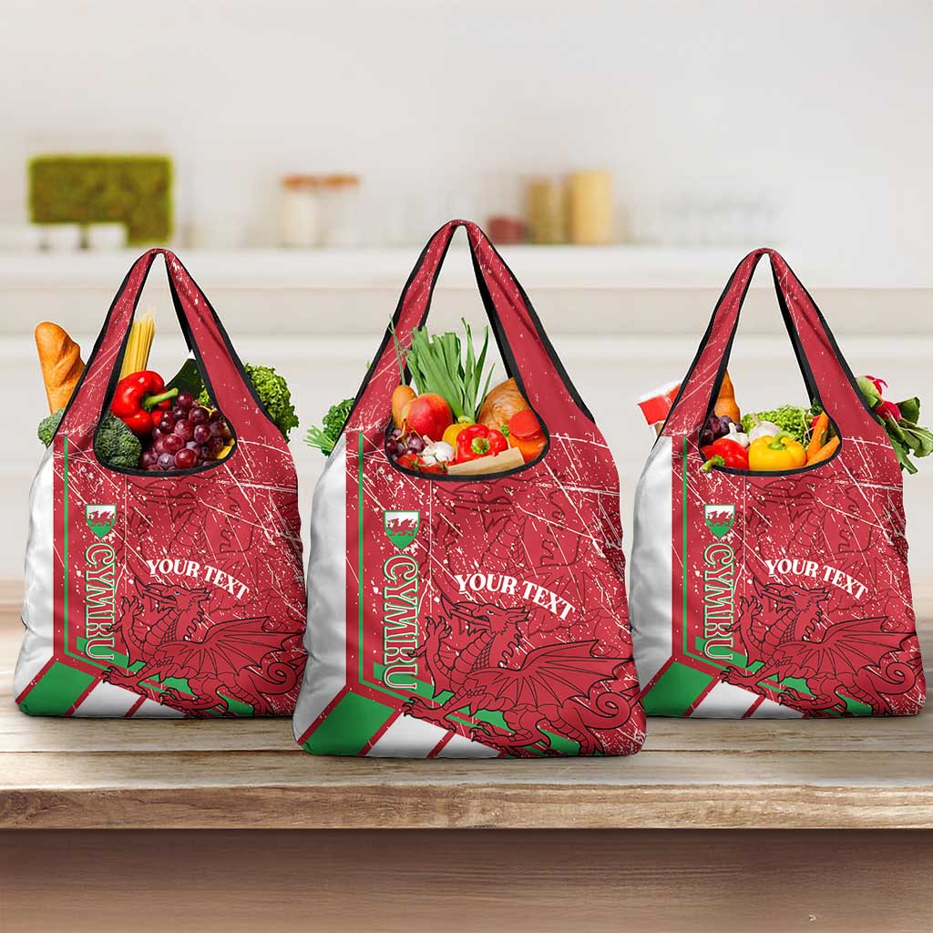 Wales Football Custom Grocery Bag 2026 Come On Cymru Grunge Style - Wonder Print Shop