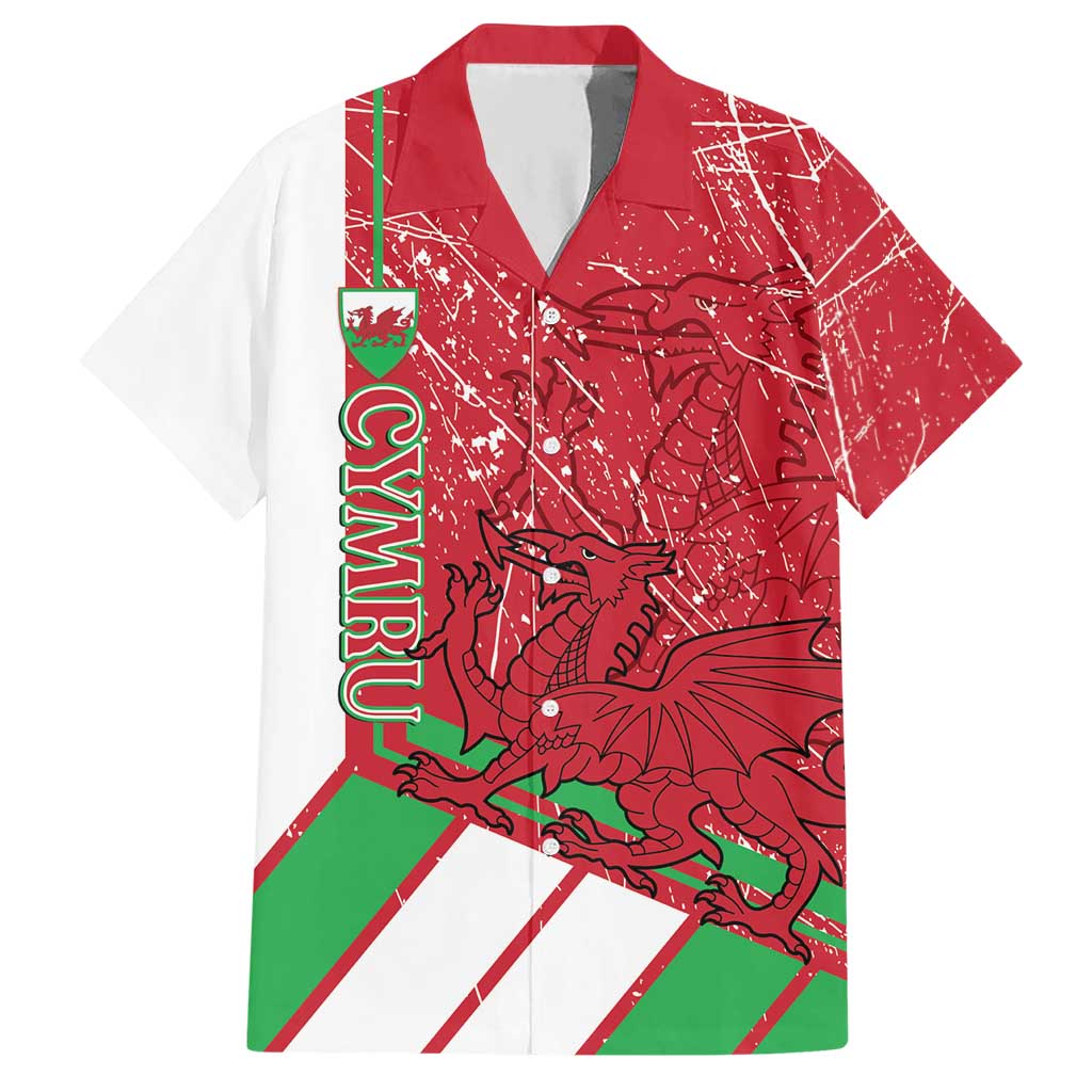 Wales Football Custom Hawaiian Shirt 2026 Come On Cymru Grunge Style - Wonder Print Shop