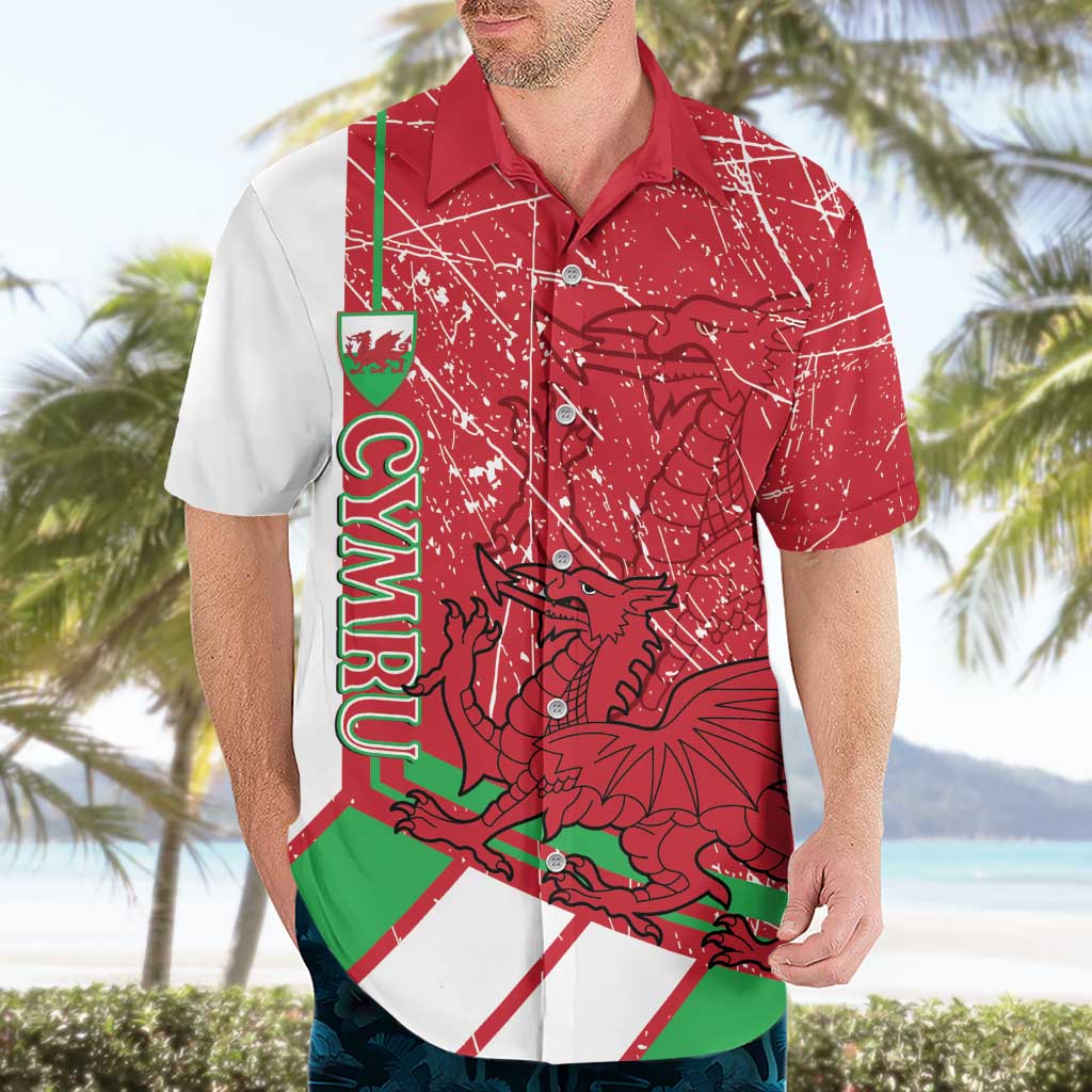 Wales Football Custom Hawaiian Shirt 2026 Come On Cymru Grunge Style - Wonder Print Shop