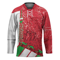Wales Football Custom Hockey Jersey 2026 Come On Cymru Grunge Style - Wonder Print Shop