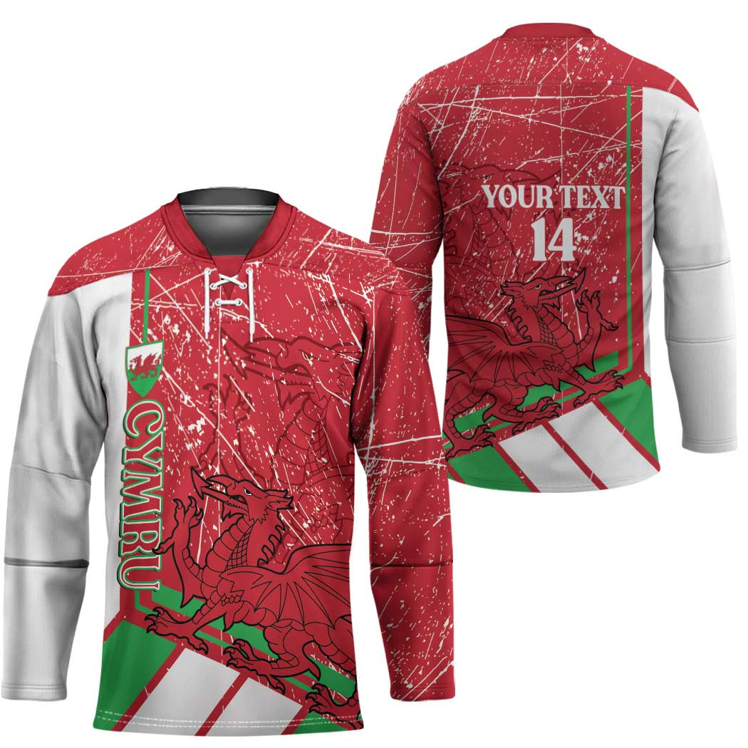 Wales Football Custom Hockey Jersey 2026 Come On Cymru Grunge Style - Wonder Print Shop