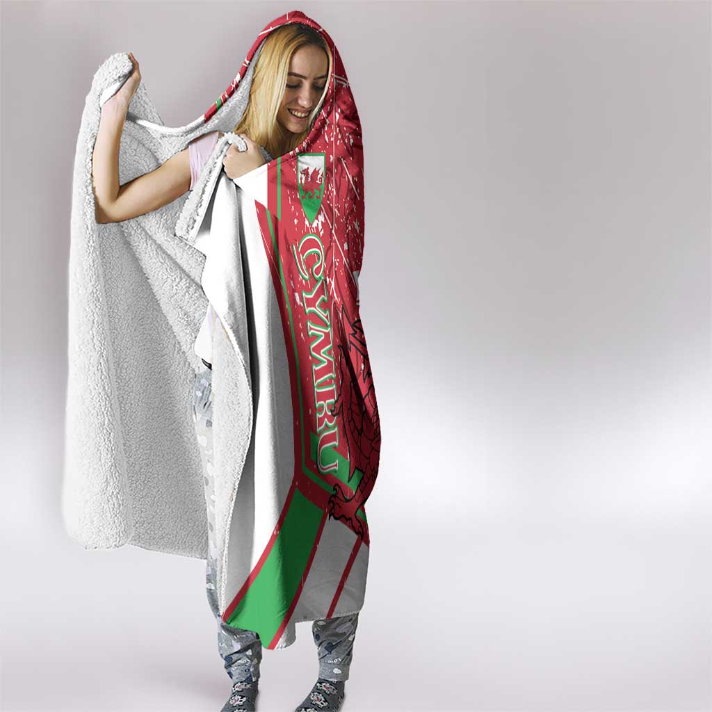 Wales Football Custom Hooded Blanket 2026 Come On Cymru Grunge Style - Wonder Print Shop