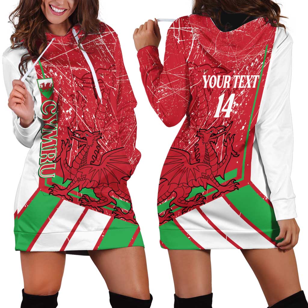 Wales Football Custom Hoodie Dress 2026 Come On Cymru Grunge Style - Wonder Print Shop