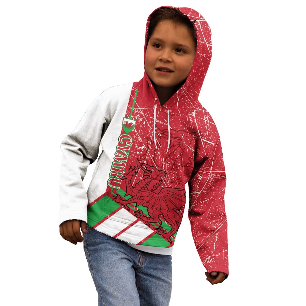 Wales Football Custom Kid Hoodie 2026 Come On Cymru Grunge Style - Wonder Print Shop