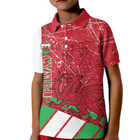 Wales Football Custom Kid Polo Shirt 2026 Come On Cymru Grunge Style - Wonder Print Shop