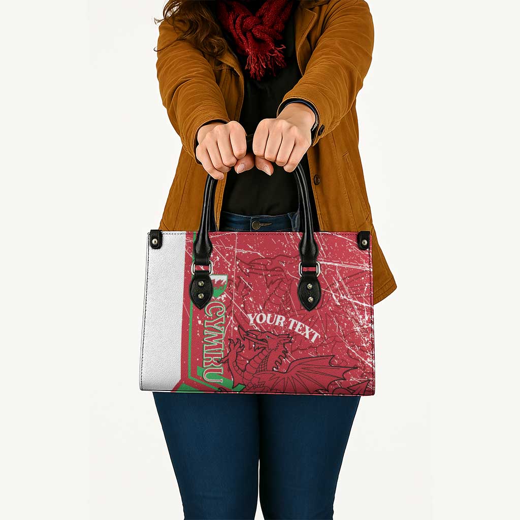 Wales Football Custom Leather Bag 2026 Come On Cymru Grunge Style - Wonder Print Shop