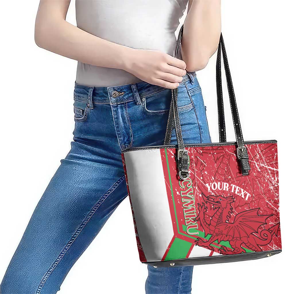 Wales Football Custom Leather Tote Bag 2026 Come On Cymru Grunge Style - Wonder Print Shop