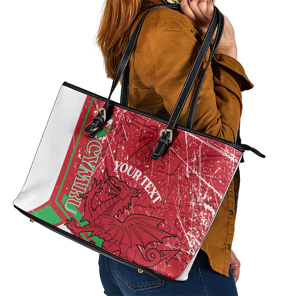 Wales Football Custom Leather Tote Bag 2026 Come On Cymru Grunge Style - Wonder Print Shop