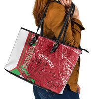 Wales Football Custom Leather Tote Bag 2026 Come On Cymru Grunge Style - Wonder Print Shop
