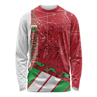 Wales Football Custom Long Sleeve Shirt 2026 Come On Cymru Grunge Style - Wonder Print Shop