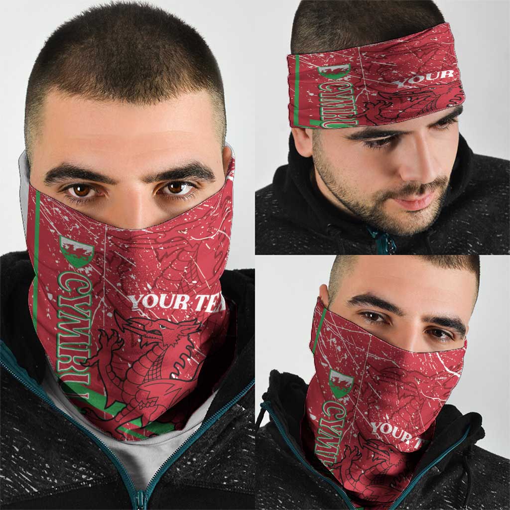 Wales Football Custom Neck Gaiter 2026 Come On Cymru Grunge Style - Wonder Print Shop