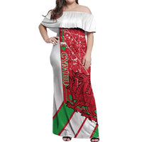 Wales Football Custom Off Shoulder Maxi Dress 2026 Come On Cymru Grunge Style - Wonder Print Shop