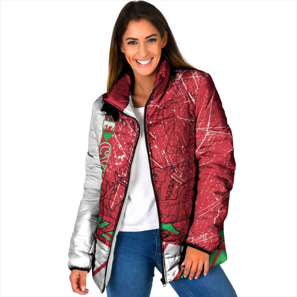 Wales Football Custom Padded Jacket 2026 Come On Cymru Grunge Style - Wonder Print Shop