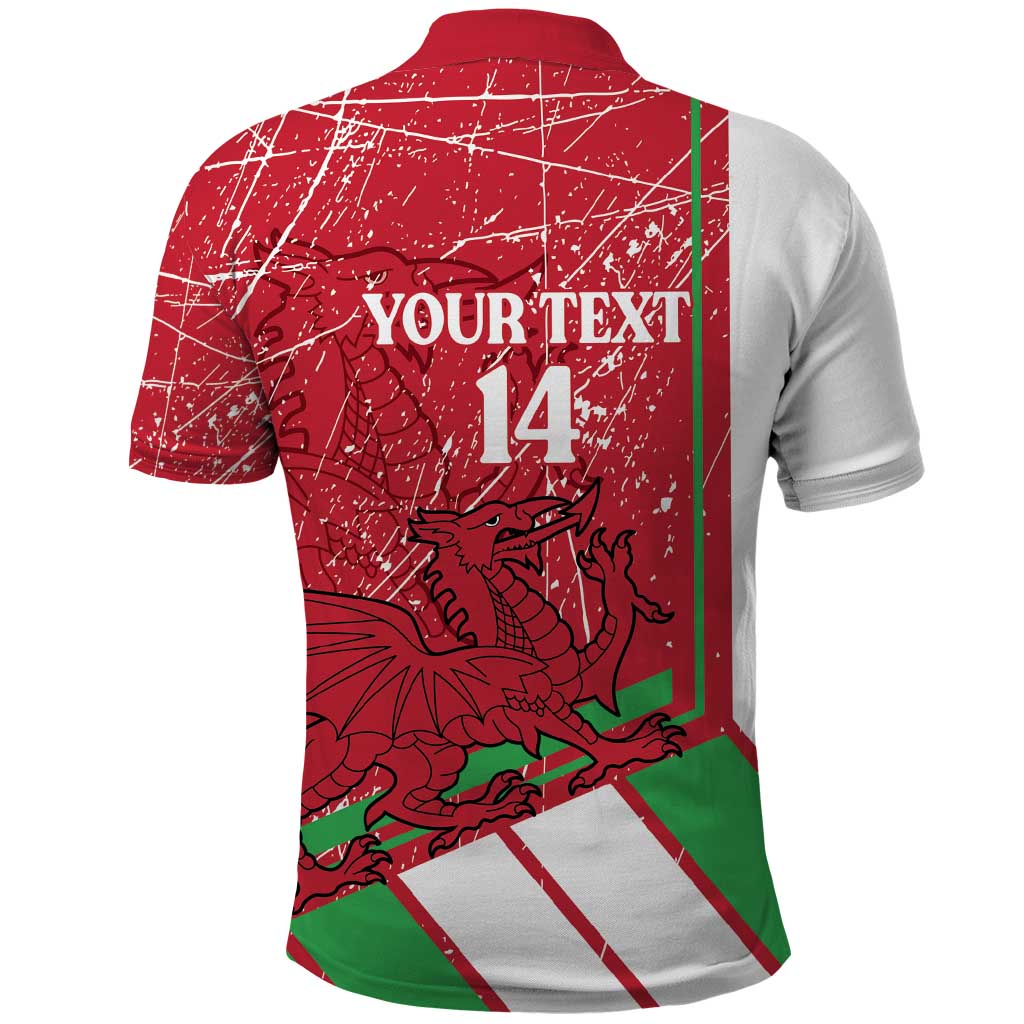 Wales Football Custom Polo Shirt 2026 Come On Cymru Grunge Style - Wonder Print Shop