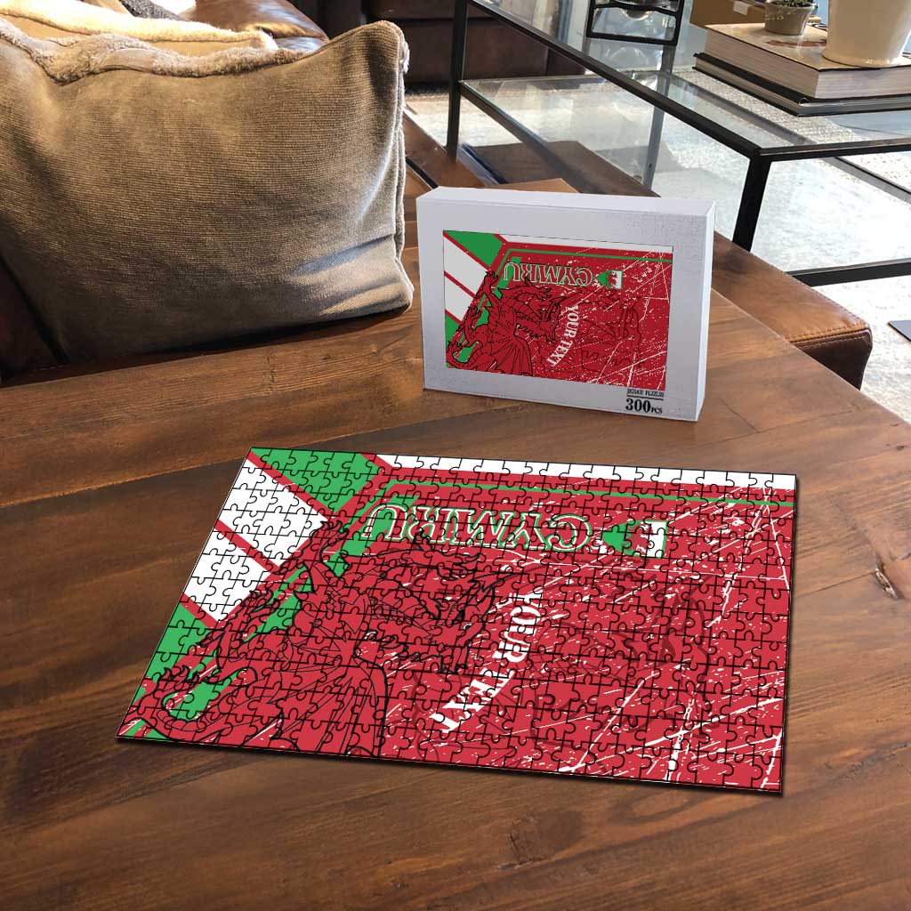 Wales Football Custom Puzzle 2026 Come On Cymru Grunge Style - Wonder Print Shop