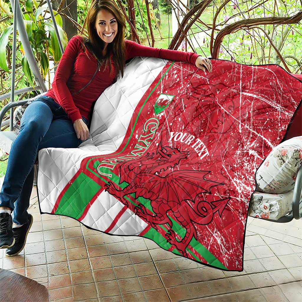 Wales Football Custom Quilt 2026 Come On Cymru Grunge Style - Wonder Print Shop