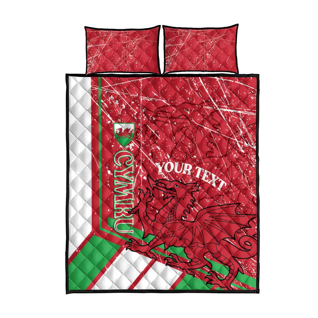Wales Football Custom Quilt Bed Set 2026 Come On Cymru Grunge Style - Wonder Print Shop