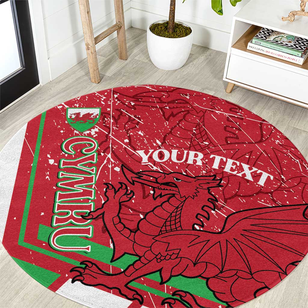 Wales Football Custom Round Carpet 2026 Come On Cymru Grunge Style - Wonder Print Shop