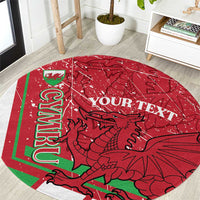 Wales Football Custom Round Carpet 2026 Come On Cymru Grunge Style - Wonder Print Shop