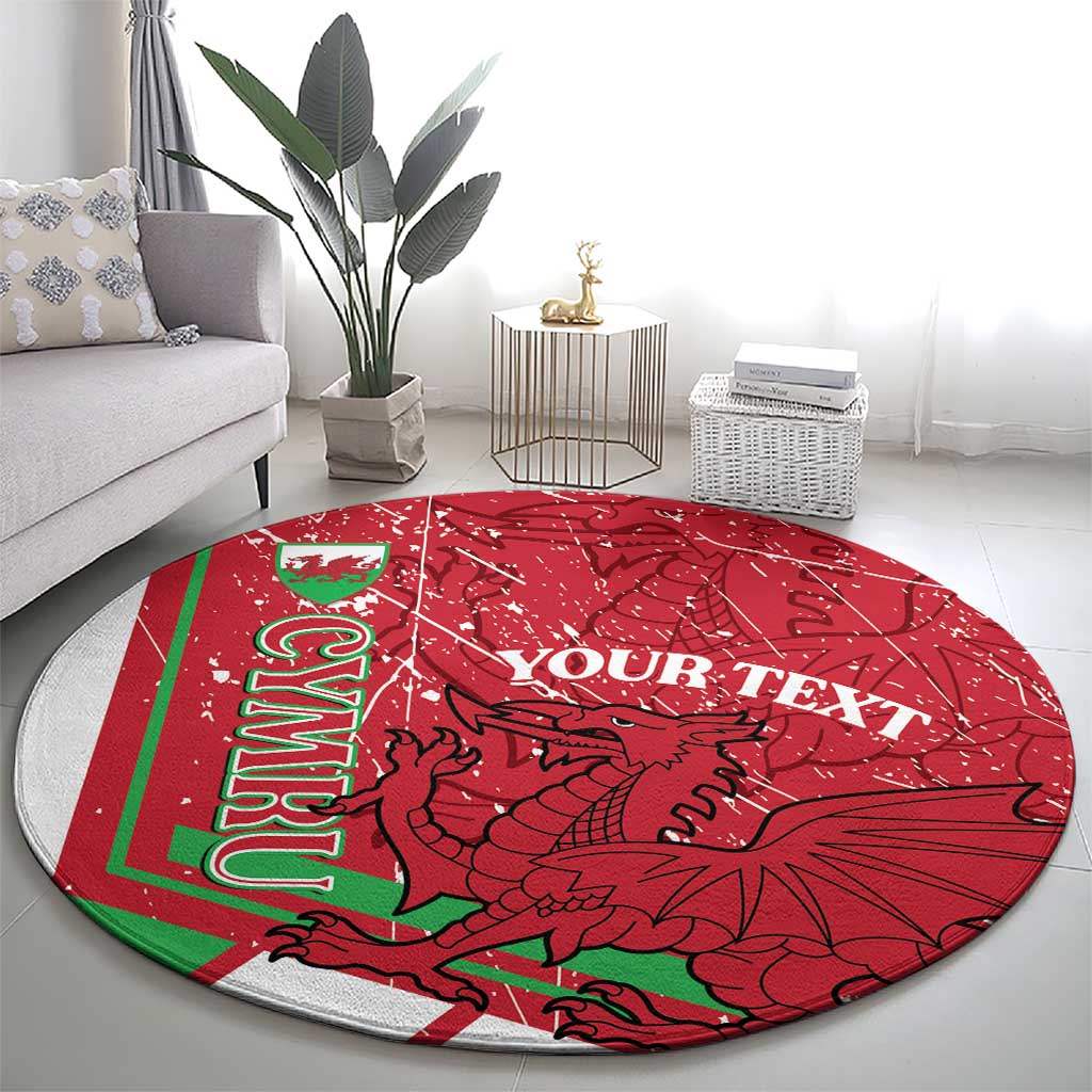 Wales Football Custom Round Carpet 2026 Come On Cymru Grunge Style - Wonder Print Shop