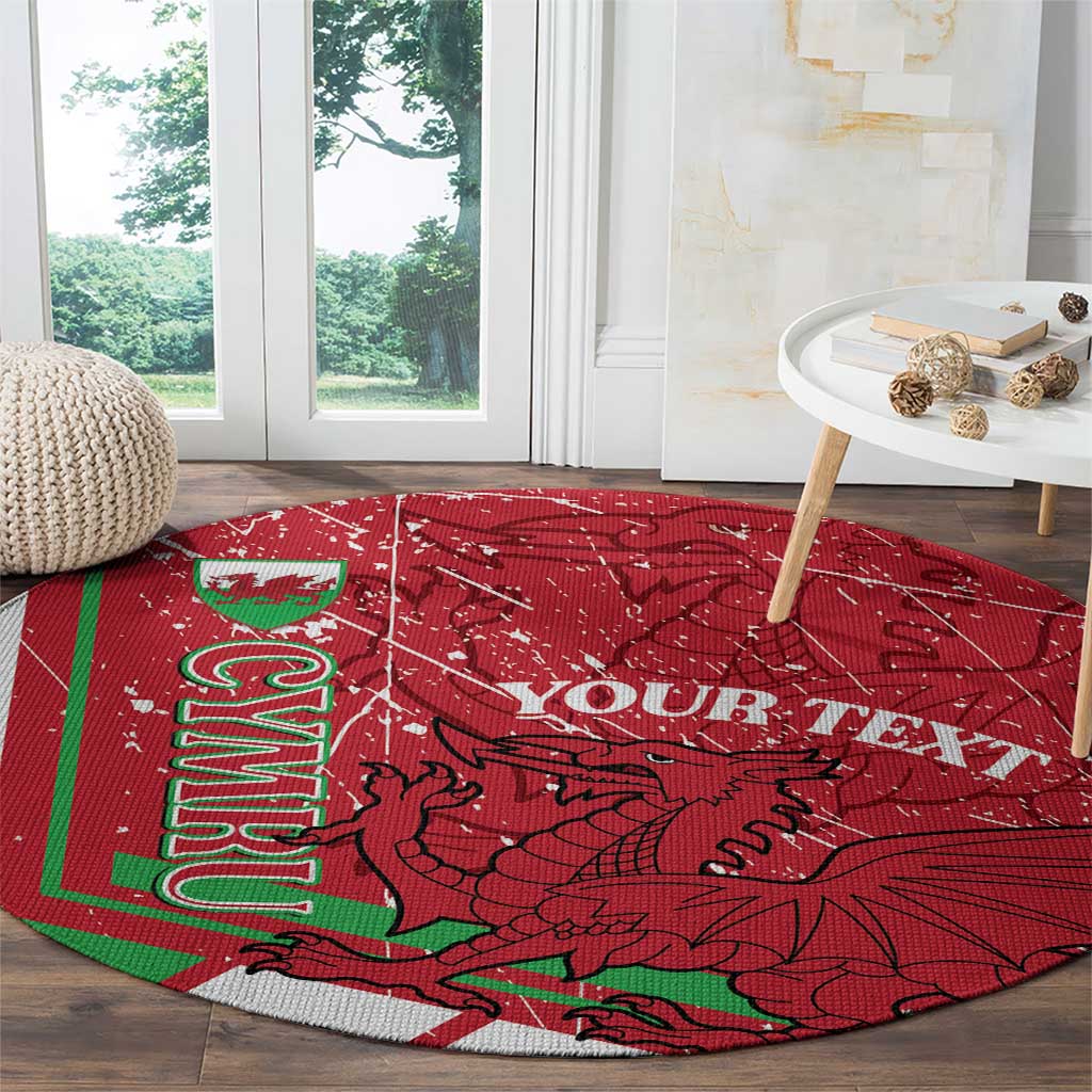 Wales Football Custom Round Carpet 2026 Come On Cymru Grunge Style - Wonder Print Shop