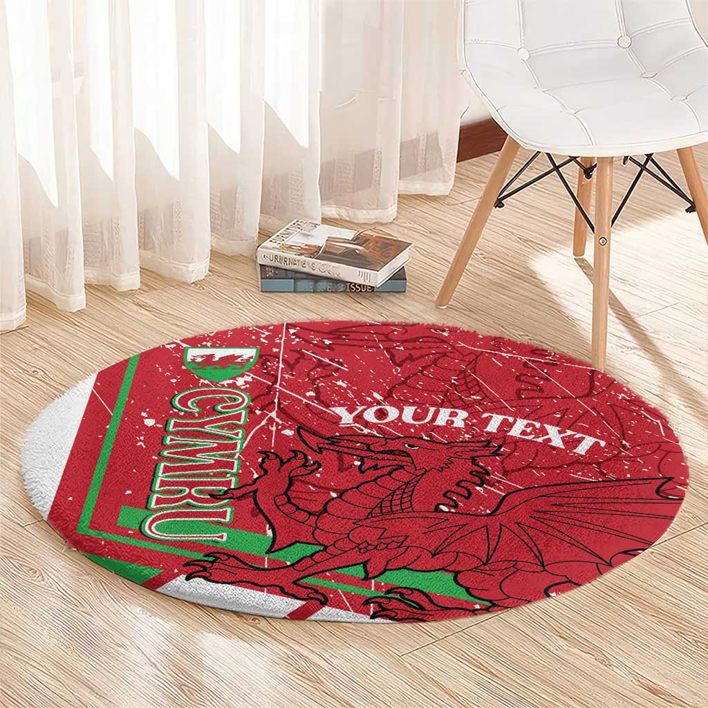 Wales Football Custom Round Carpet 2026 Come On Cymru Grunge Style - Wonder Print Shop