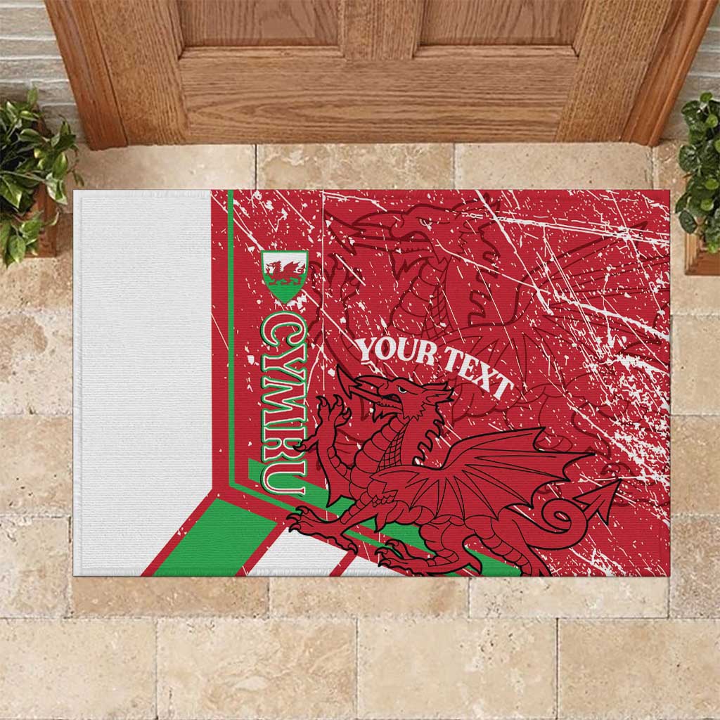 Wales Football Custom Rubber Doormat 2026 Come On Cymru Grunge Style - Wonder Print Shop