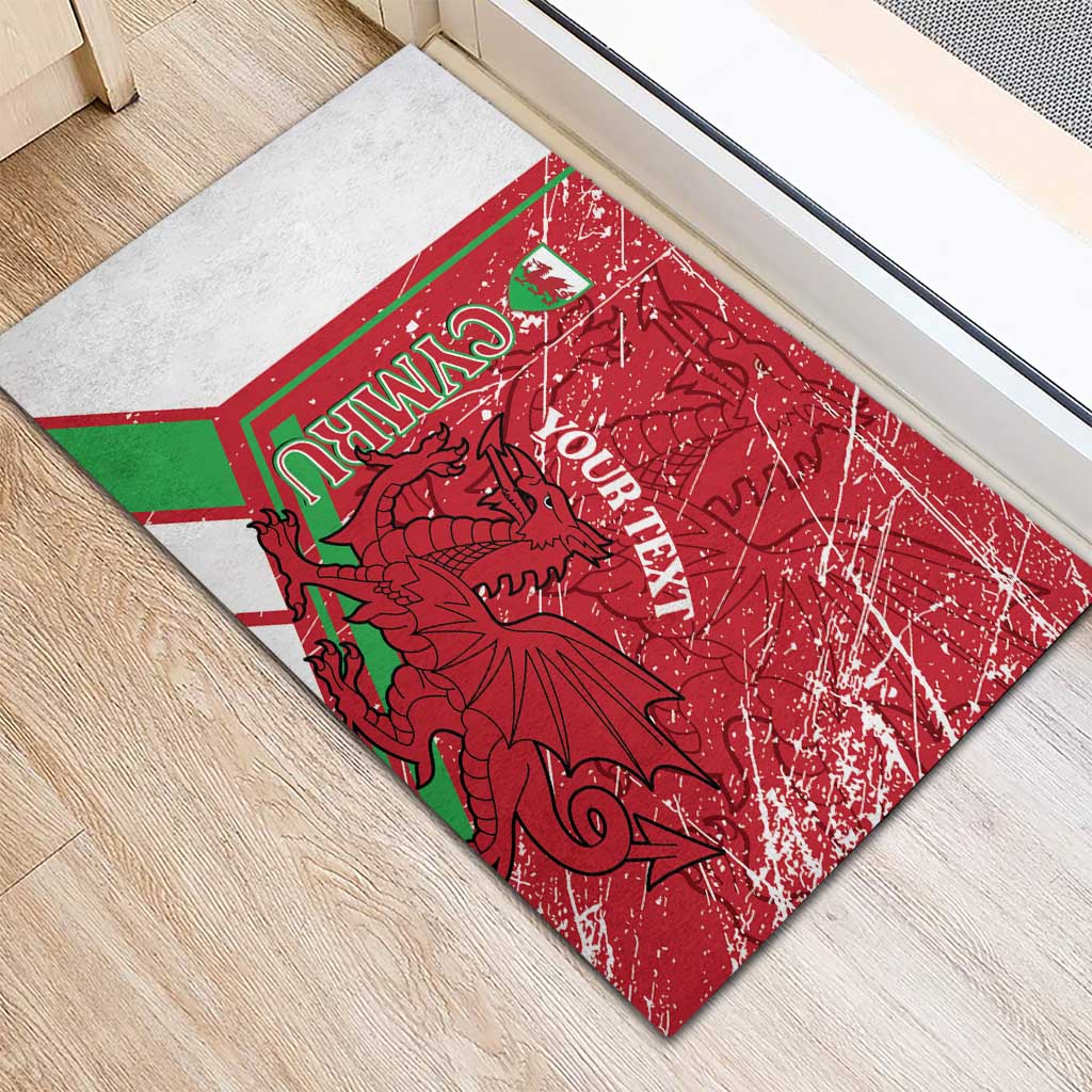 Wales Football Custom Rubber Doormat 2026 Come On Cymru Grunge Style - Wonder Print Shop