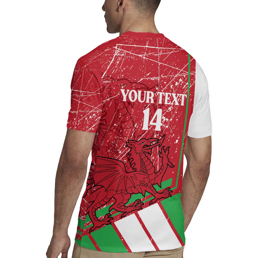 Wales Football Custom Rugby Jersey 2026 Come On Cymru Grunge Style - Wonder Print Shop