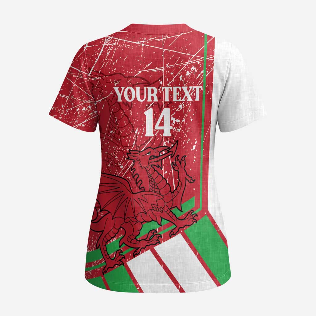 Wales Football Custom Scrub Top 2026 Come On Cymru Grunge Style - Wonder Print Shop