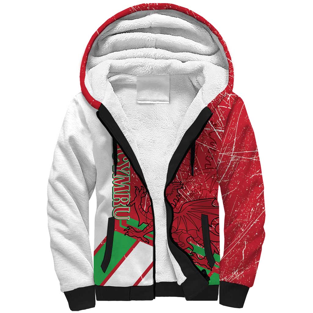 Wales Football Custom Sherpa Hoodie 2026 Come On Cymru Grunge Style - Wonder Print Shop