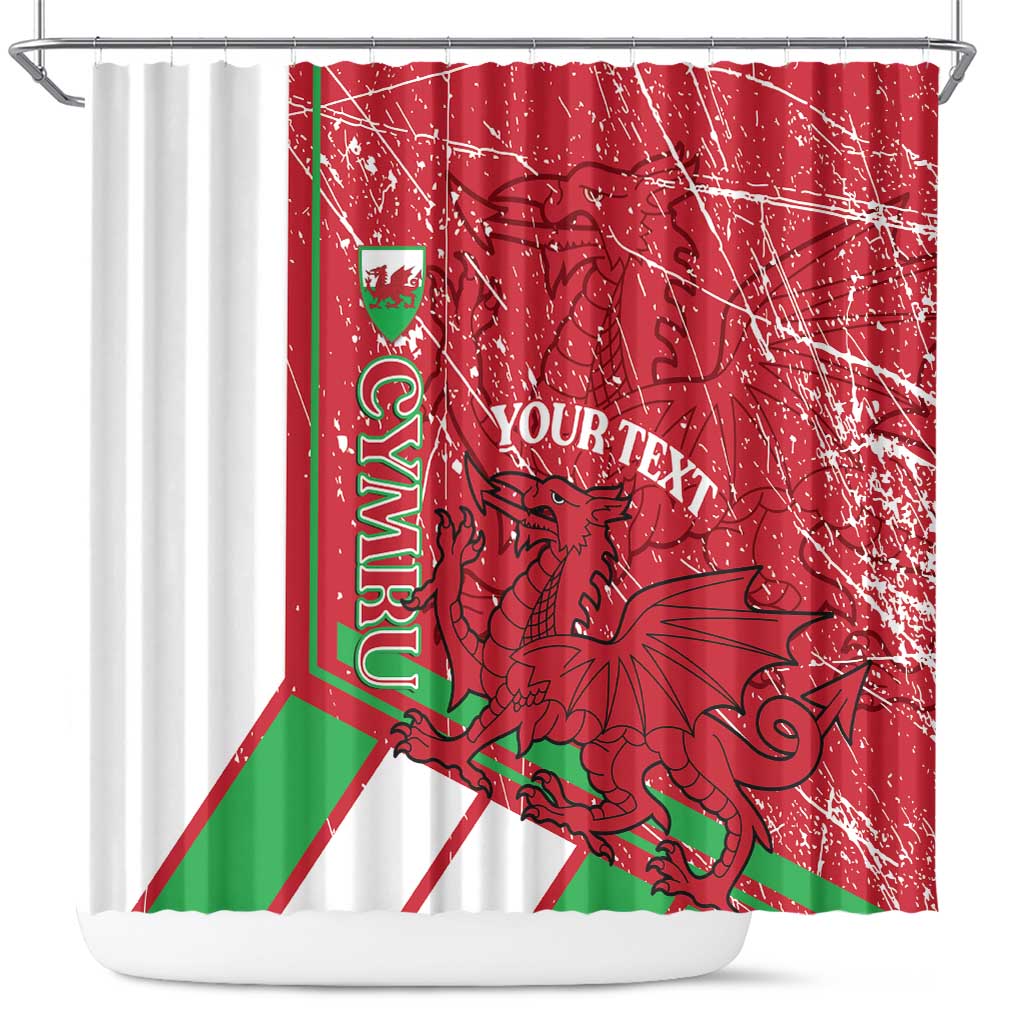 Wales Football Custom Shower Curtain 2026 Come On Cymru Grunge Style - Wonder Print Shop