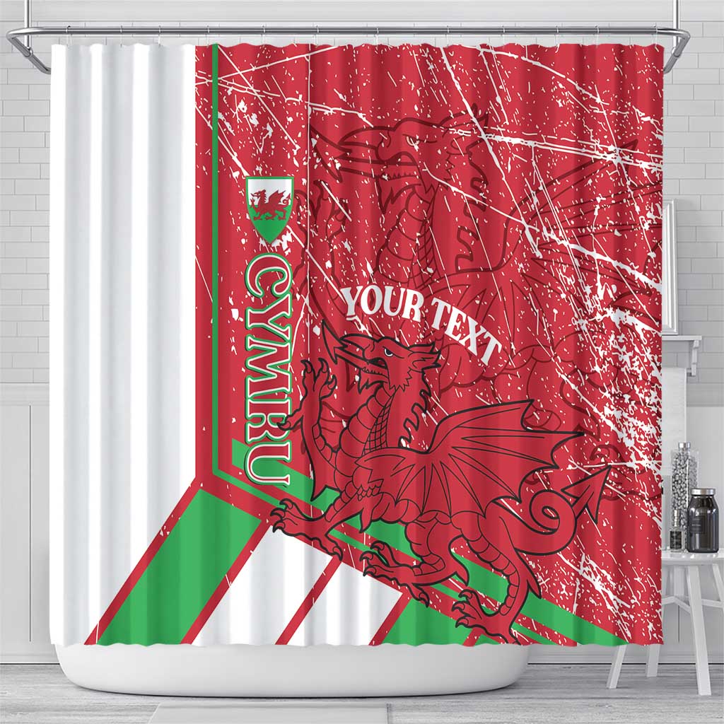 Wales Football Custom Shower Curtain 2026 Come On Cymru Grunge Style - Wonder Print Shop