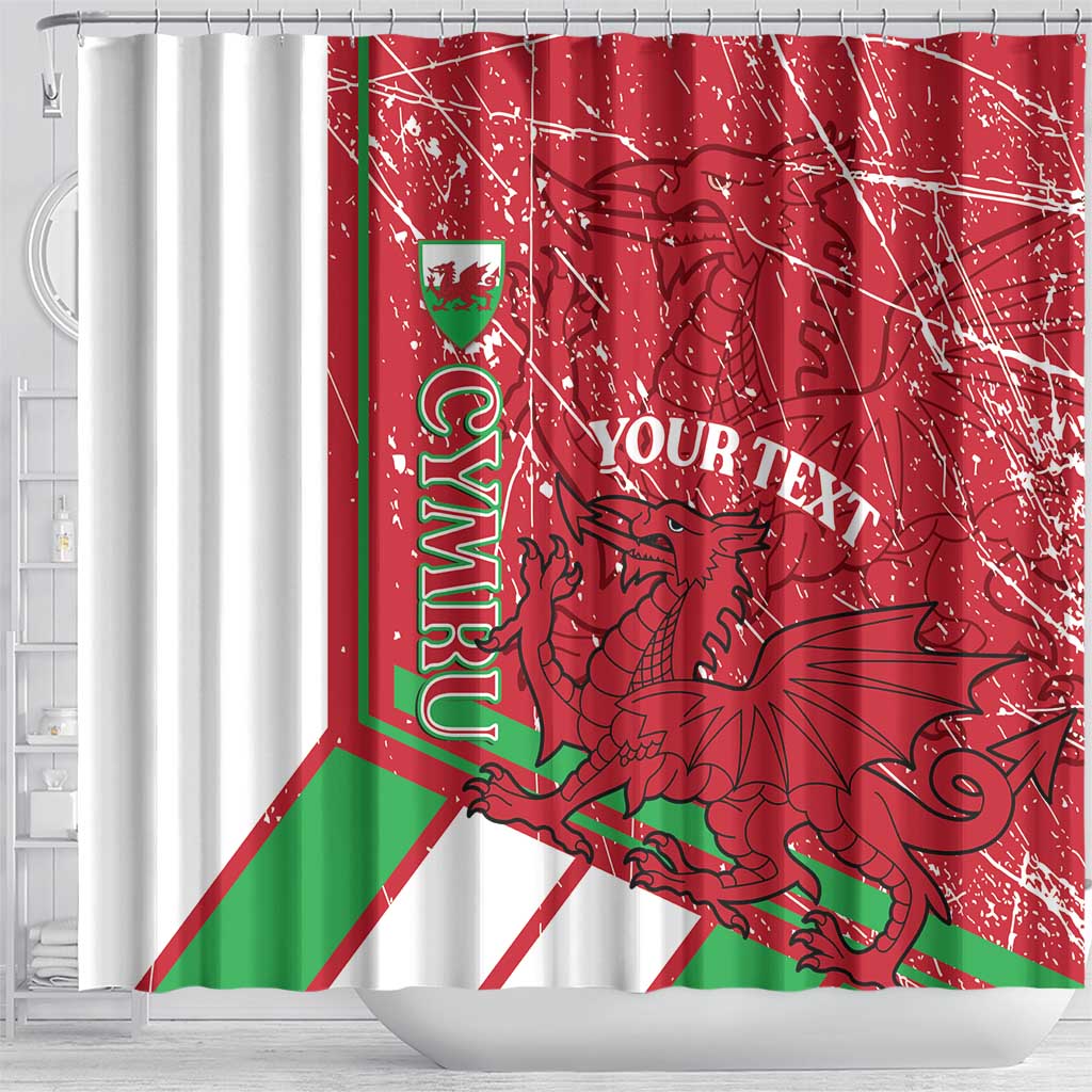 Wales Football Custom Shower Curtain 2026 Come On Cymru Grunge Style - Wonder Print Shop
