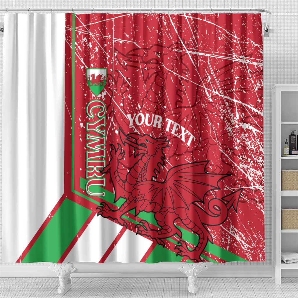 Wales Football Custom Shower Curtain 2026 Come On Cymru Grunge Style - Wonder Print Shop