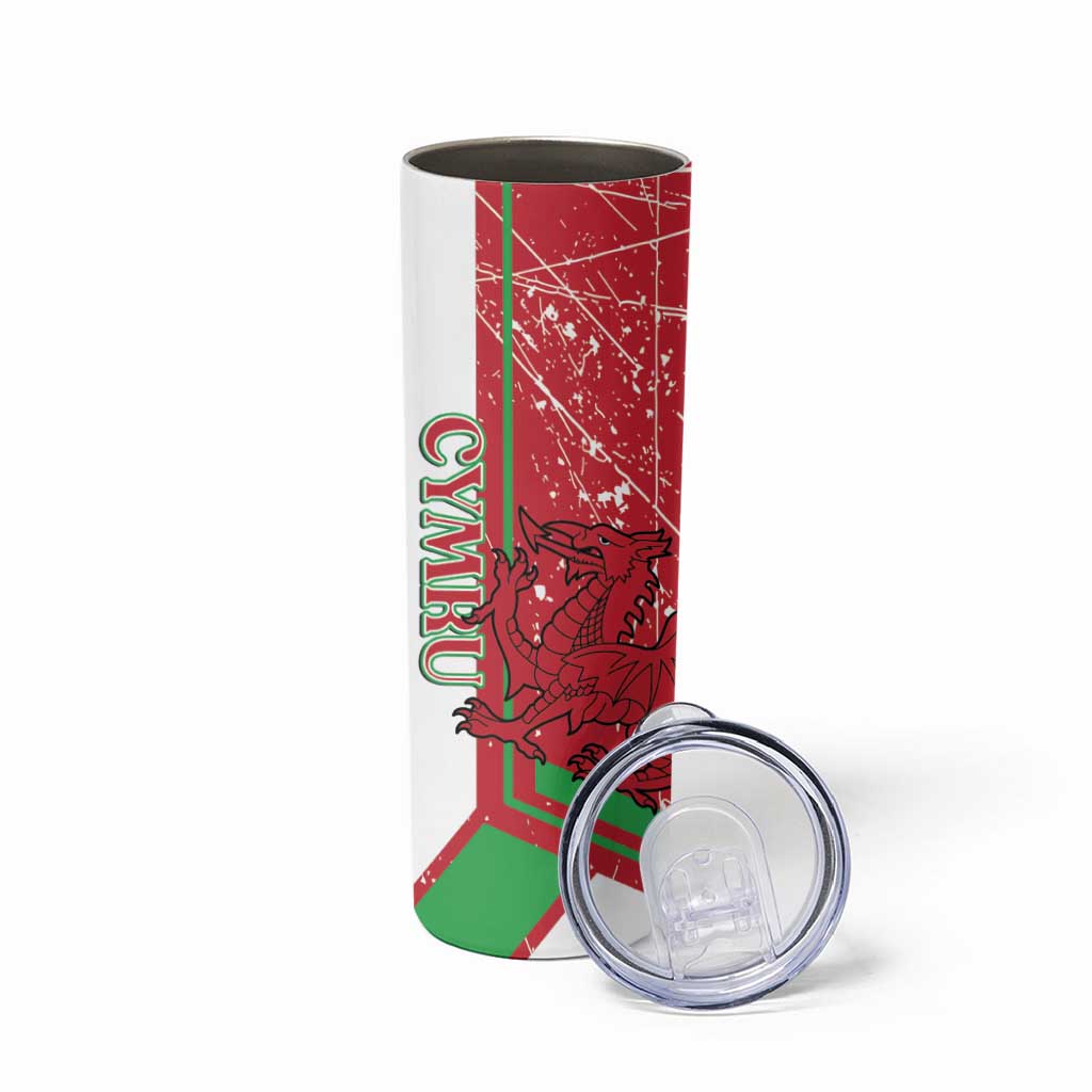 Wales Football Custom Skinny Tumbler 2026 Come On Cymru Grunge Style - Wonder Print Shop