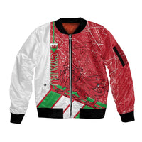 Wales Football Custom Sleeve Zip Bomber Jacket 2026 Come On Cymru Grunge Style - Wonder Print Shop