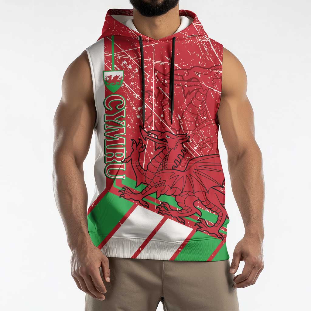 Wales Football Custom Sleeveless Hoodie 2026 Come On Cymru Grunge Style - Wonder Print Shop