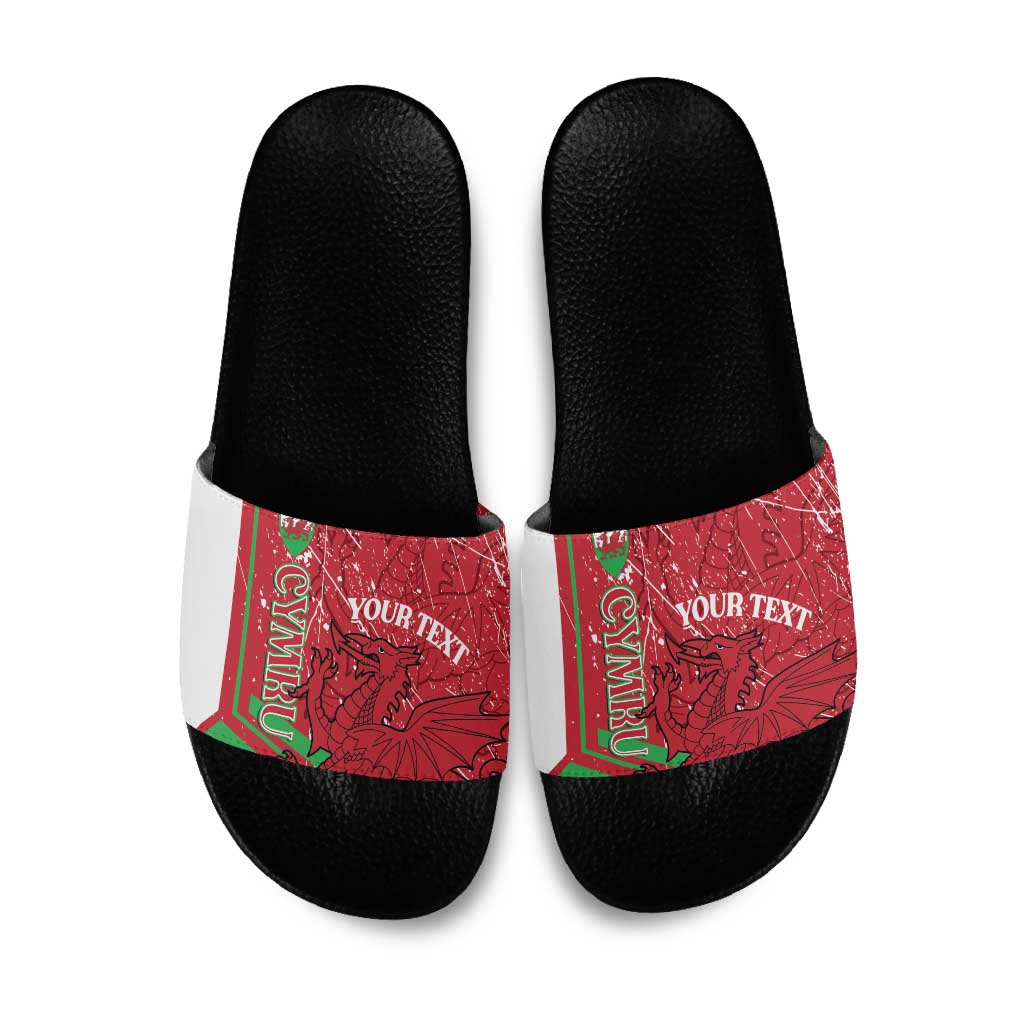 Wales Football Custom Slide Sandals 2026 Come On Cymru Grunge Style - Wonder Print Shop