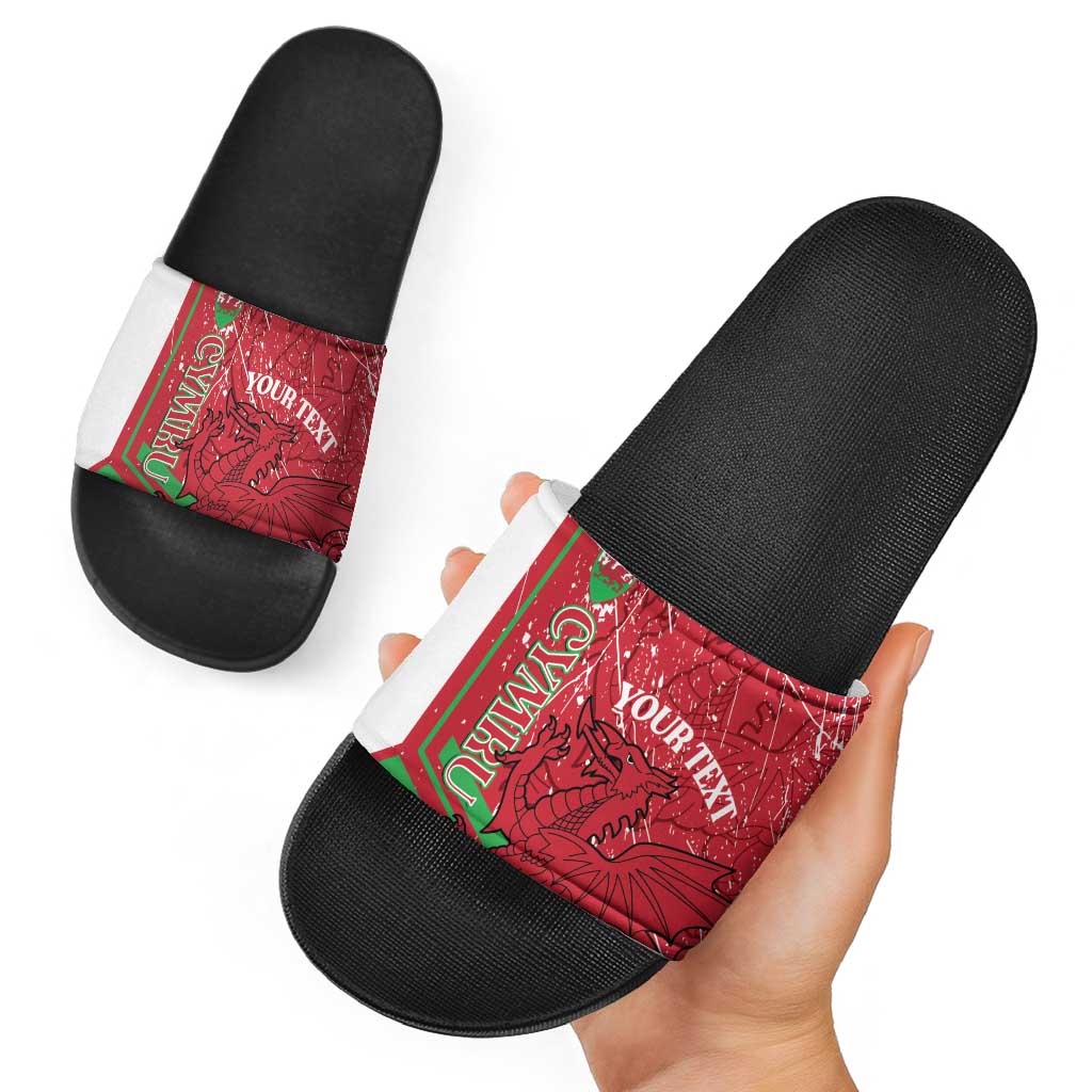 Wales Football Custom Slide Sandals 2026 Come On Cymru Grunge Style - Wonder Print Shop