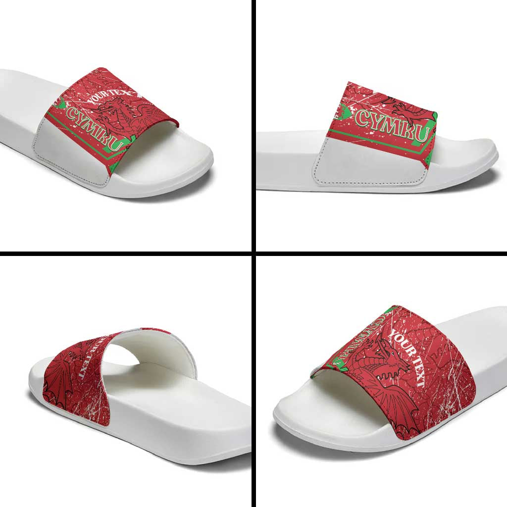 Wales Football Custom Slide Sandals 2026 Come On Cymru Grunge Style - Wonder Print Shop