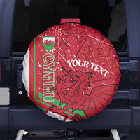 Wales Football Custom Spare Tire Cover 2026 Come On Cymru Grunge Style - Wonder Print Shop