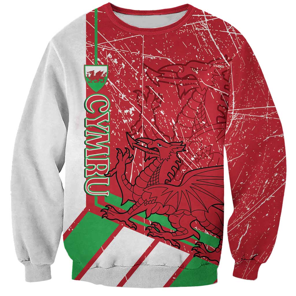 Wales Football Custom Sweatshirt 2026 Come On Cymru Grunge Style - Wonder Print Shop